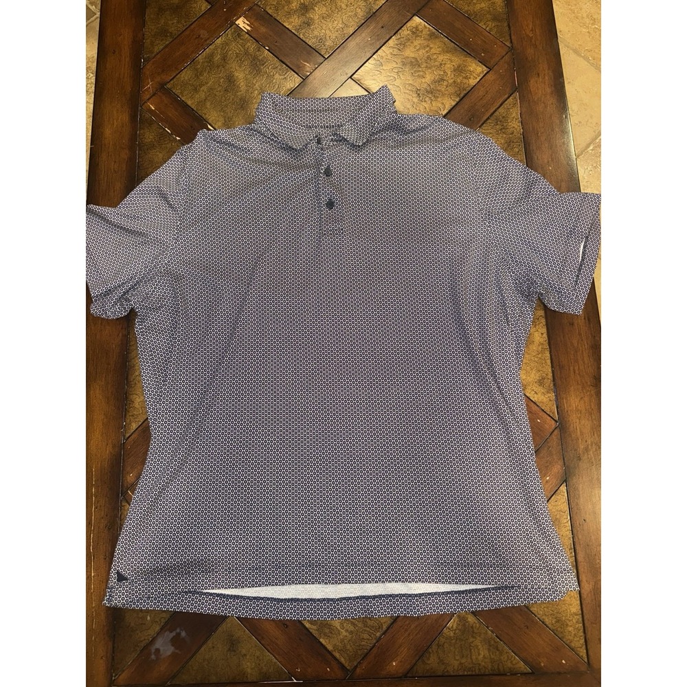 Untuckit Polo Shirt Mens XL Blue White Geometric Performance S/S Golf Casual‎